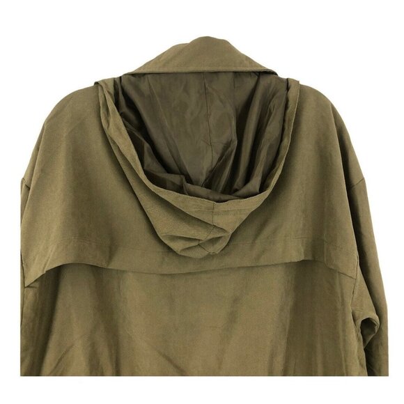 Ellison Large Green Hooded Zip Up Snap Button Coat - Picture 5 of 6
